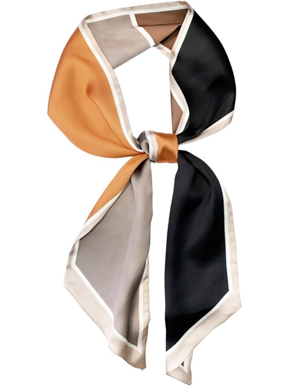 Women Grey Black Orange Silky Satin Headscarf Wrap Lightweight Scarves Scarf